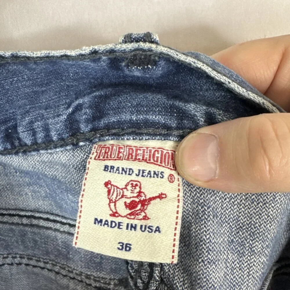 True‎ Religion Billy Giant Big T Jeans Men’s 36x30 Made in USA Distressed Hemmed